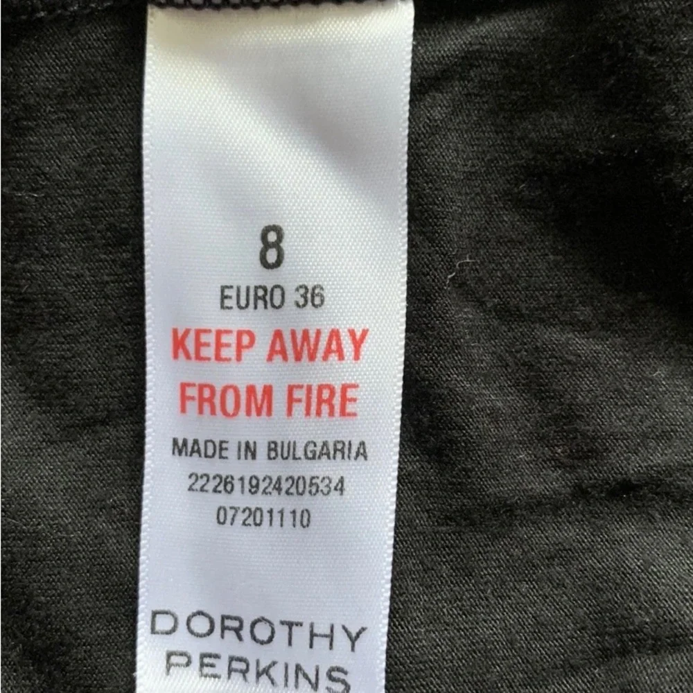 Dorothy Perkins Black Dress Sleeveless Draped Waterfall Knee Length Stretch UK 8 - Picture 9 of 12